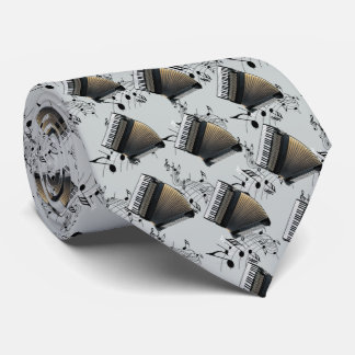 Accordion Player Music Necktie Guld Black Grått Slips