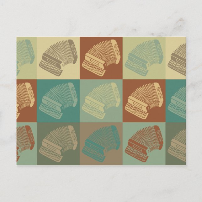 Accordion Pop Art Vykort (Framsida)