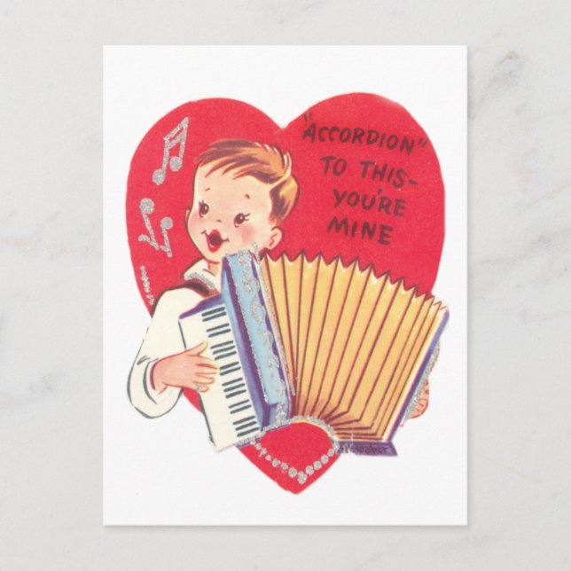 Accordion Valentine Helg Vykort (Framsida)