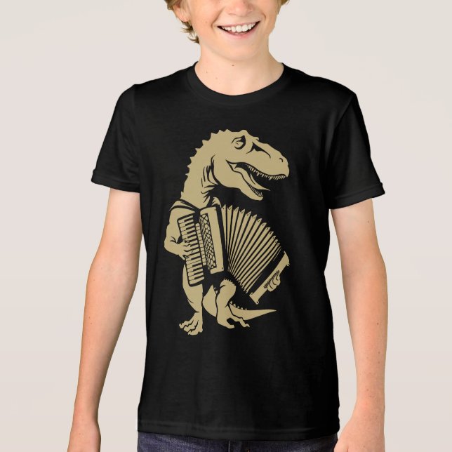 Accordionist Choir Instrument Dinosaur Luft acci T Shirt (Framsida)