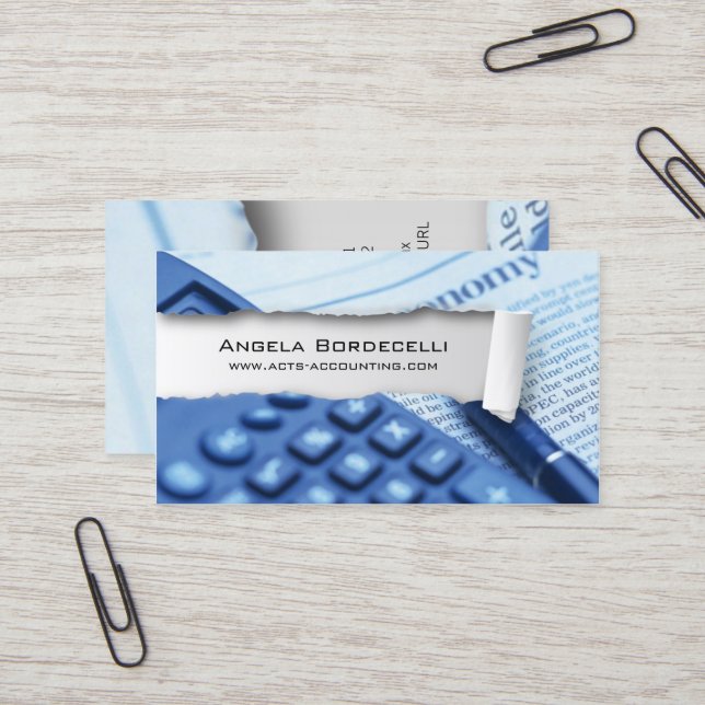 Accountant Accounting Ripped Paper Effect Visitkort (Fram/Back In Situ)