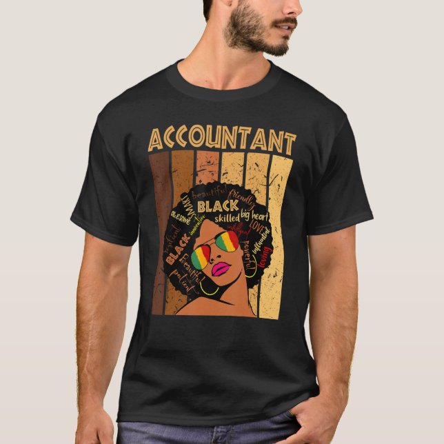 Accountant Afro African American Women Black Histo T Shirt (Framsida)