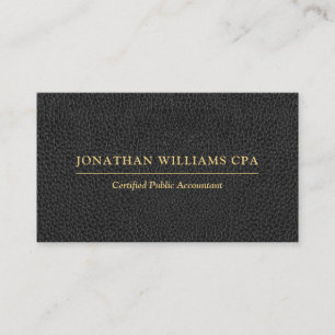 Accountant CPA Faux Leather Guld Typography Black Visitkort