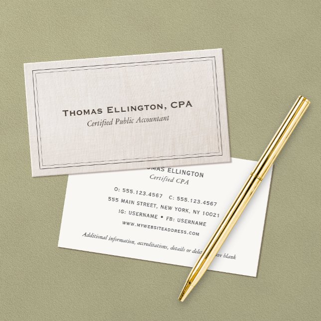 Accountant CPA-Professionell - enkel klassisk Visitkort (Skapare uppladdad)