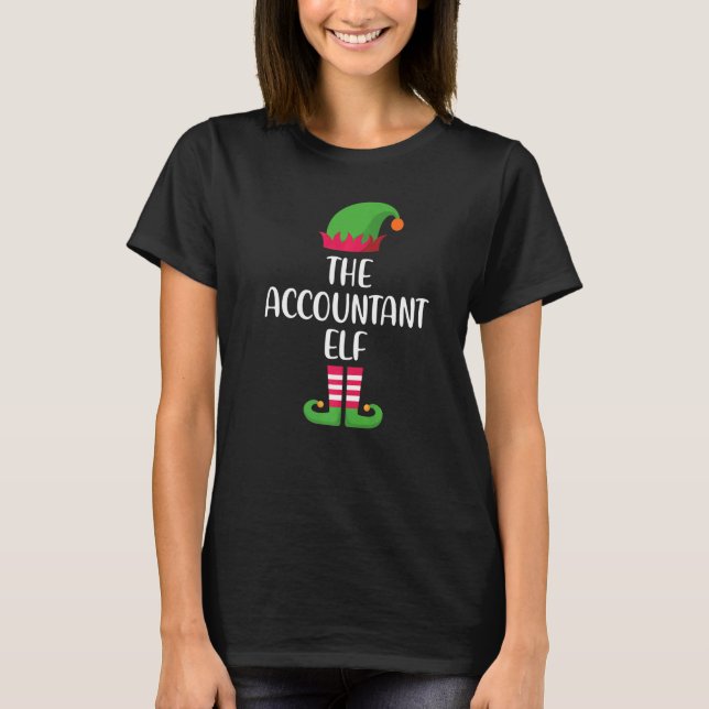Accountant Elf Family Matching Group Christmas Paj T Shirt (Framsida)