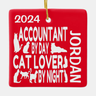 Accountant Kärlek Cats ANPASSNINGSBAR Julgransprydnad Keramik