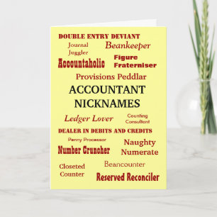 ACCOUNTANT NICKNAMES Funny Cruel Birthday Kort