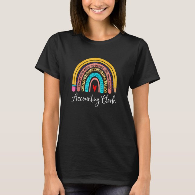Accounting Clerk Leopard Rainbow Accounting Back T T Shirt (Framsida)
