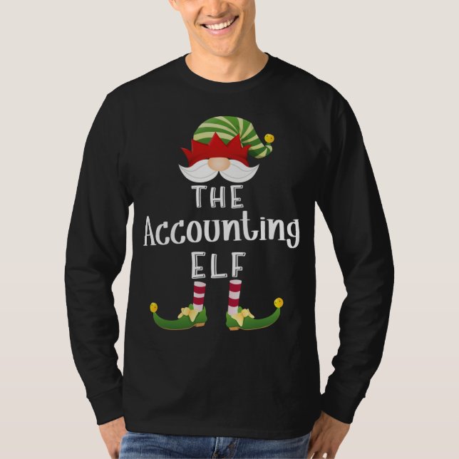 Accounting Elf jul Funny Pajama Party T Shirt (Framsida)