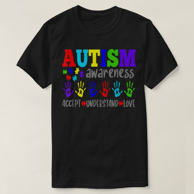 Accpet Understand Kärlek Autism Awareness Month Pu T Shirt (Design framsida)