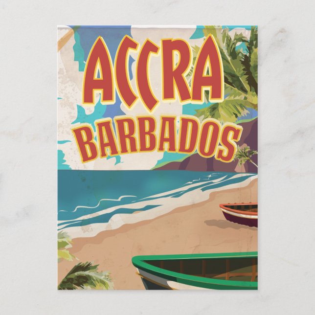 Accra Barbados reseinformation affisch Vykort (Framsida)
