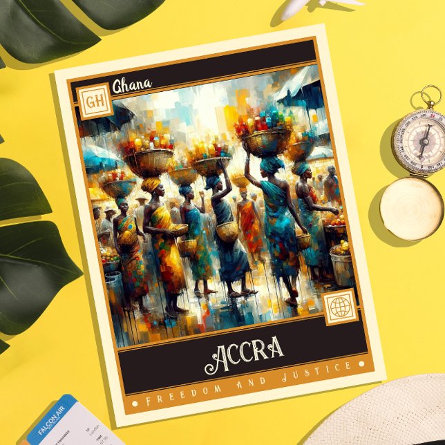 Accra, Ghana | Måla Vintage Vykort (Skapare uppladdad)