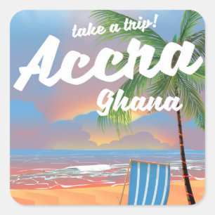 Accra Ghana strand resor affisch Fyrkantigt Klistermärke