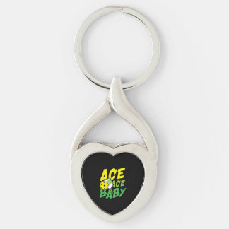 Ace ace baby för en Pickleball-spelare Twisted Heart Silverfärgad Nyckelring