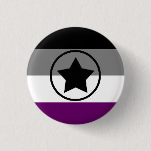 Ace/Asexuellt Pride Flagga med en stjärna i en cir Knapp