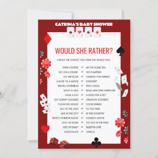 Ace Casino Baby Shower - Editable Namn, 5 x 7 Inbjudningar
