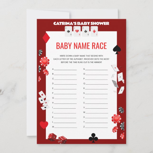 Ace Casino Baby Shower - Editable Namn, 5 x 7 Inbjudningar (Framsida)