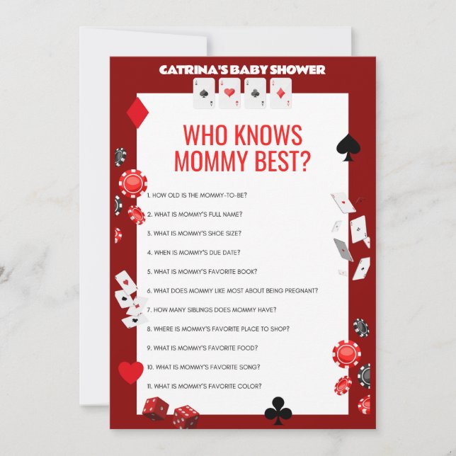 Ace Casino Baby Shower - Editable Namn, 5 x 7 Inbjudningar (Framsida)