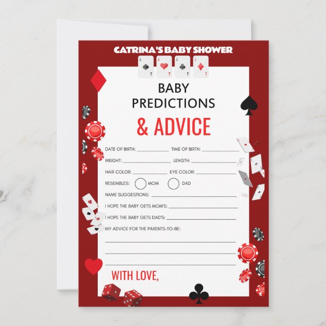 Ace Casino Baby Shower - Editable Namn, 5 x 7 Inbjudningar (Framsida)