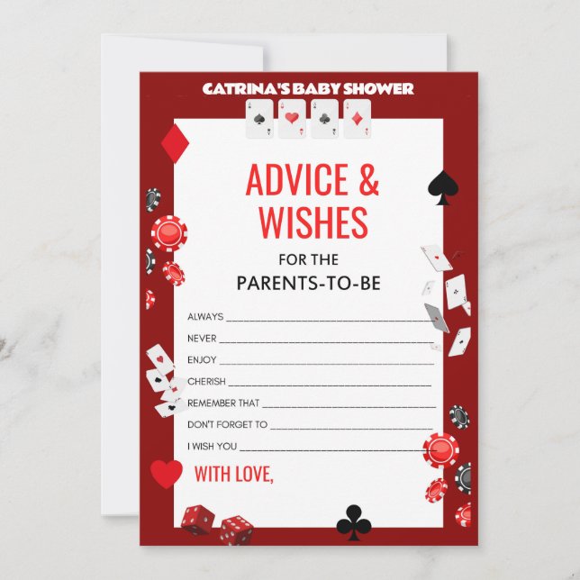 Ace Casino Baby Shower - Editable Namn, 5 x 7 Inbjudningar (Framsida)