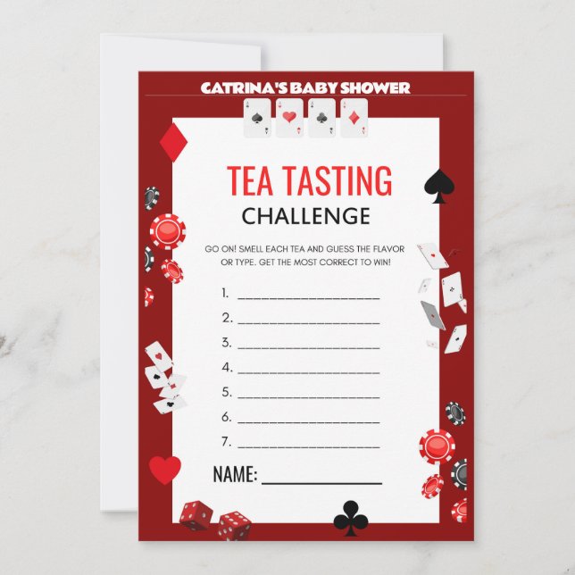 Ace Casino Baby Shower - Editable Namn, 5 x 7 Inbjudningar (Framsida)