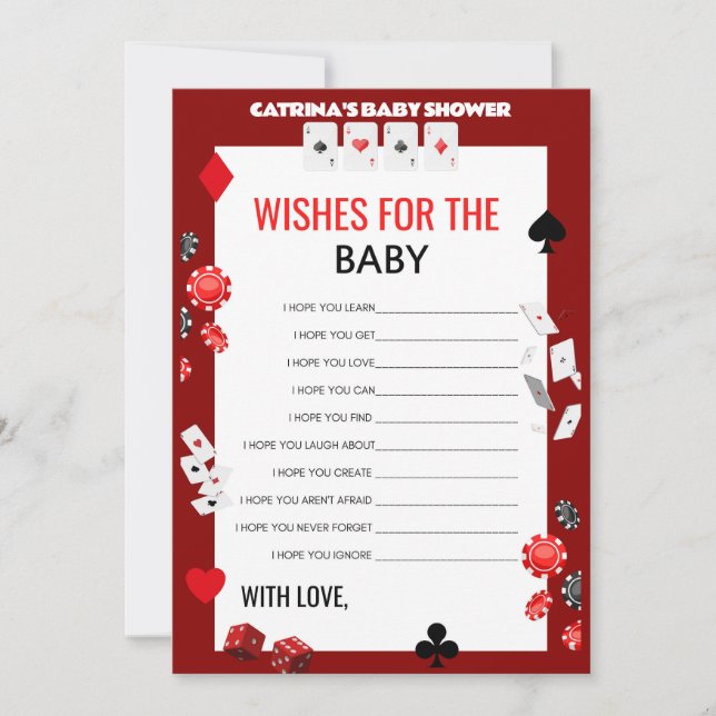Ace Casino Baby Shower - Editable Namn, 5 x 7 Inbjudningar (Framsida)