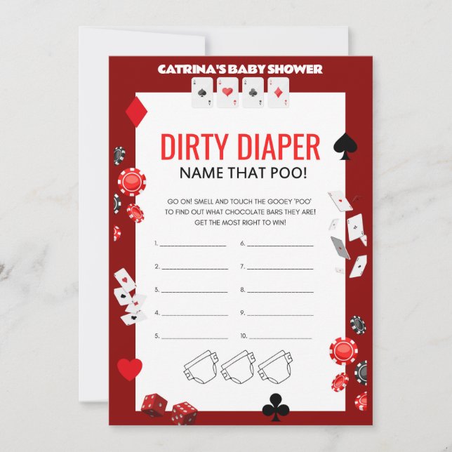 Ace Casino Baby Shower - Editable Namn, 5 x 7 Inbjudningar (Framsida)