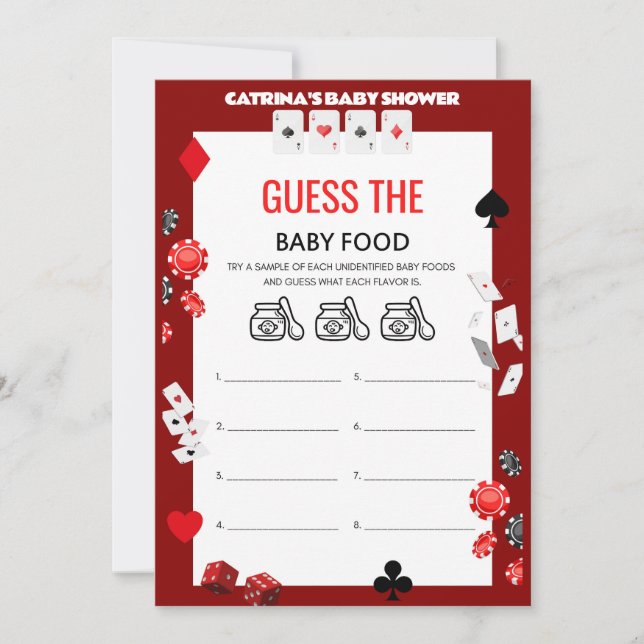 Ace Casino Baby Shower - Editable Namn, 5 x 7 Inbjudningar (Framsida)