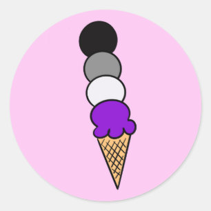 Ace Cream (Pridet Asexuellt) (HGBTQ+ Ice Creams) Runt Klistermärke