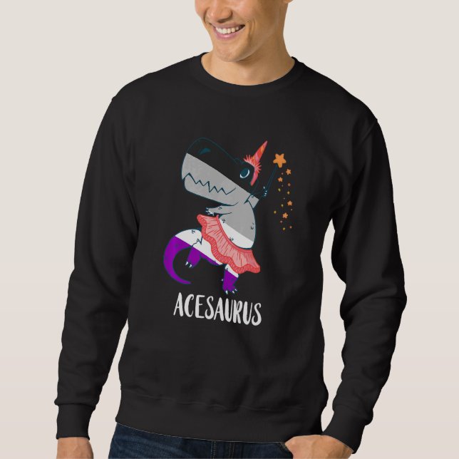Ace Dancing T-Rex Tyrannosaurus Asexual Pride Ace  Lång Ärmad Tröja (Framsida)