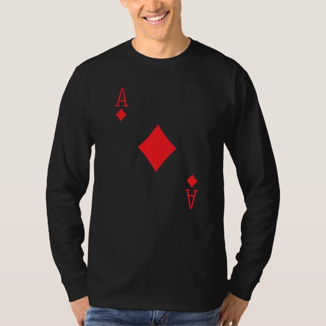 Ace Diamonds Poker Texas Håll upp Em Deck-kort T Shirt (Framsida)