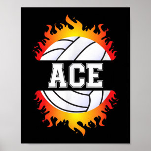 Ace Namn Volleyball Player Boys Boll och Net Sport Poster