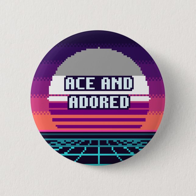 Ace och älskad Pride Pixel-knapp Knapp (Framsida)