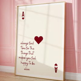Ace of Hearts Affirmation Minimalist Kärlek Poster