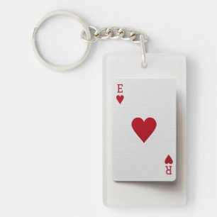 Ace of Hearts Card - Initialer Nyckelring