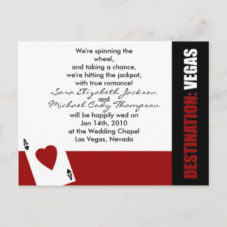 Ace of Hearts Destination Vegas bröllopsinbjudan Inbjudan Vykort