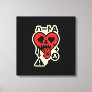 Ace of Hearts - Drip-Heart Katakana (Poker Street) Canvastryck