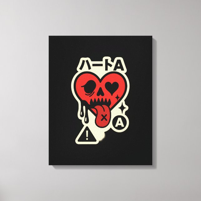 Ace of Hearts - Drip-Heart Katakana (Poker Street) Canvastryck (Framsida)