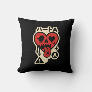 Ace of Hearts - Drip-Heart Katakana (Poker Street) Kudde