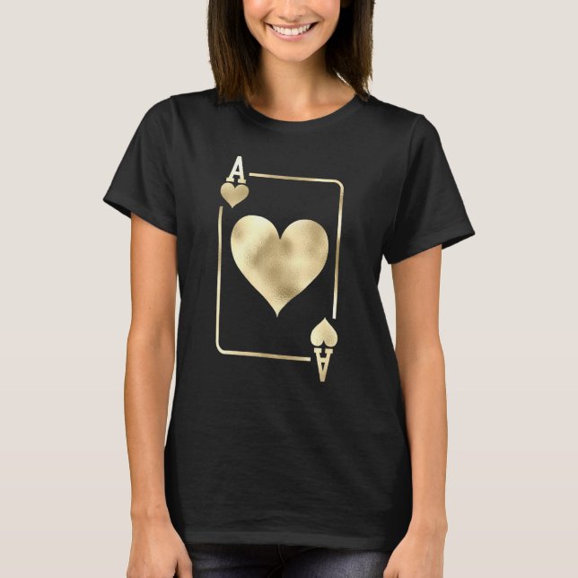 Ace of Hearts Glam Spelkort Halloween Costume T Shirt (Framsida)