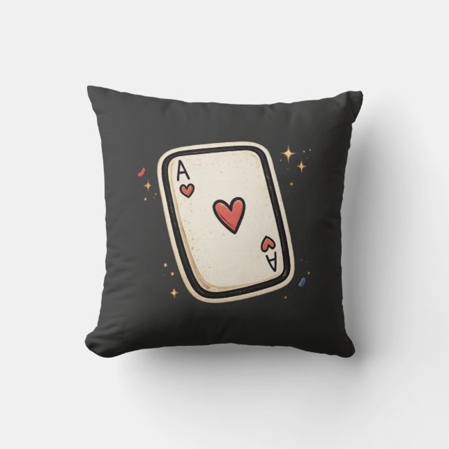 Ace of Hearts Minimal Playing Card Art Kudde (Framsida)