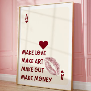 Ace of Hearts Poster att Kärlek gör konsthypografi