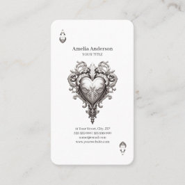 Ace of Hearts Silver Baroque Visitkort
