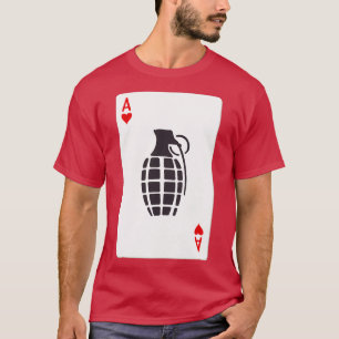 Ace of hearts spelar kort med handgranat t shirt