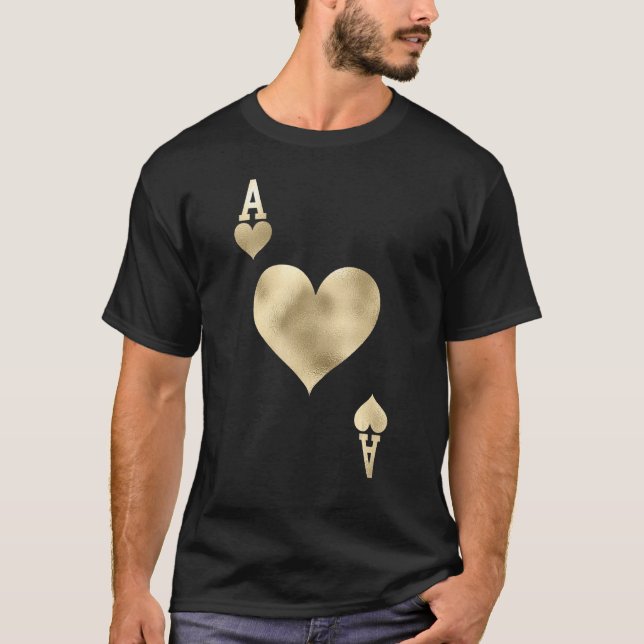 Ace of Hearts Spelkort Halloween Costume T Shirt (Framsida)