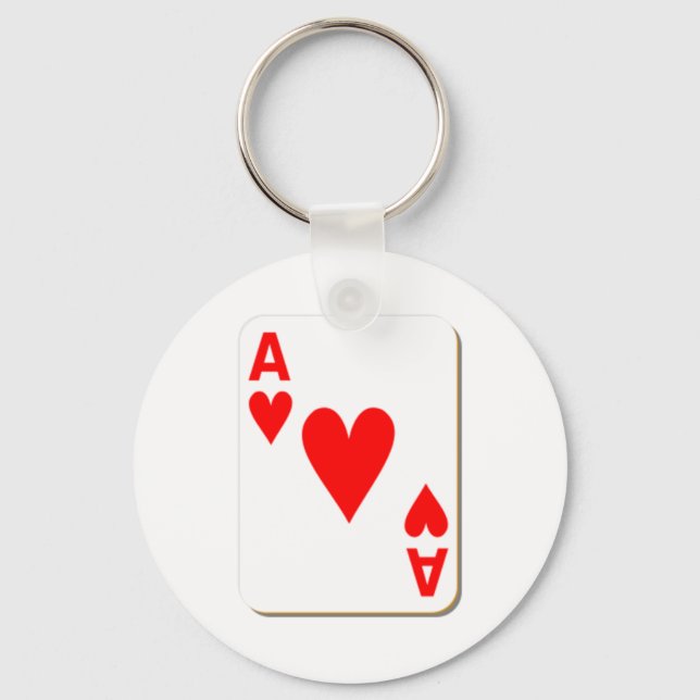 Ace of Hearts Spelkort Nyckelring (Framsida)