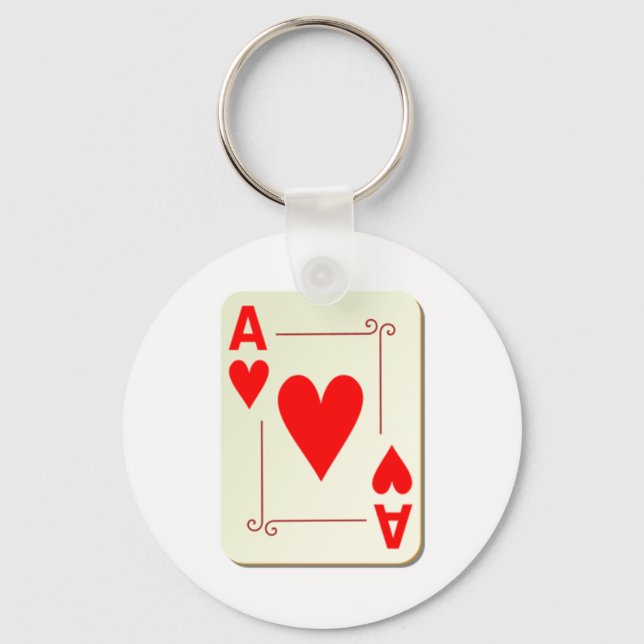 Ace of Hearts Spelkort Nyckelring (Framsida)