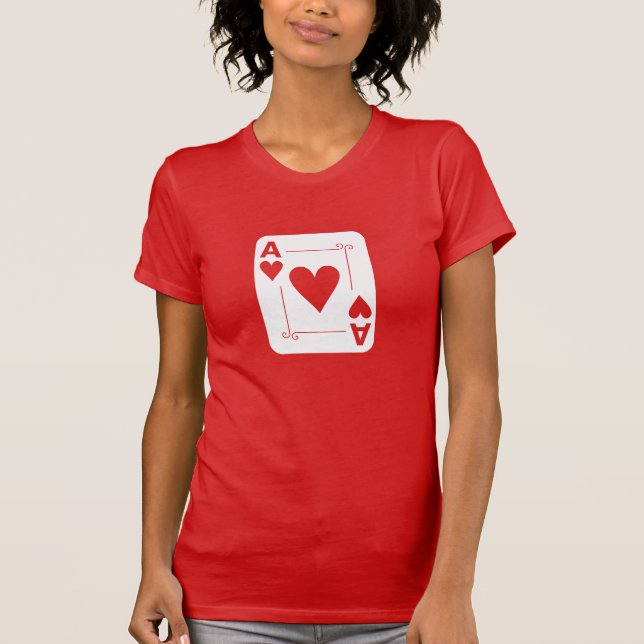 Ace of Hearts Spelkort Romanic T Shirt (Framsida)