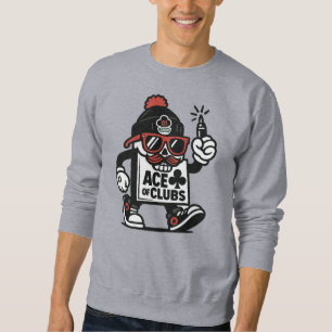 Ace of Klubbs Street Mascot - Poker Grind Crew Lång Ärmad Tröja