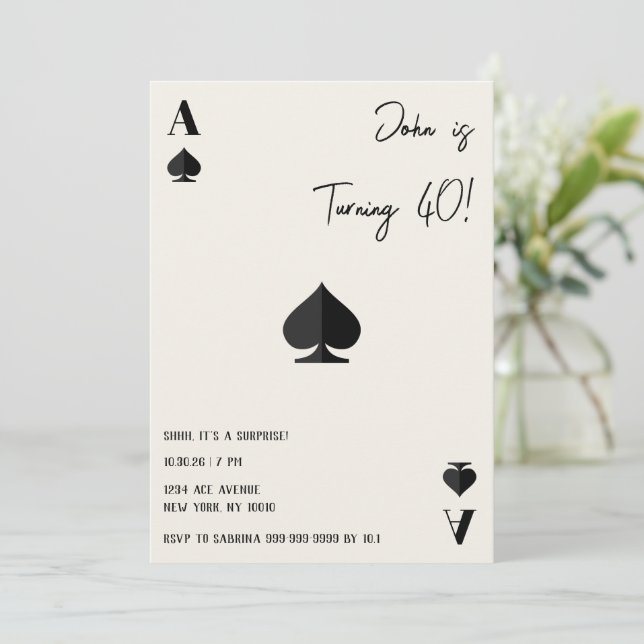 Ace of Spades Birthday Card | Playing Card Party T Kort (Stående Fram)